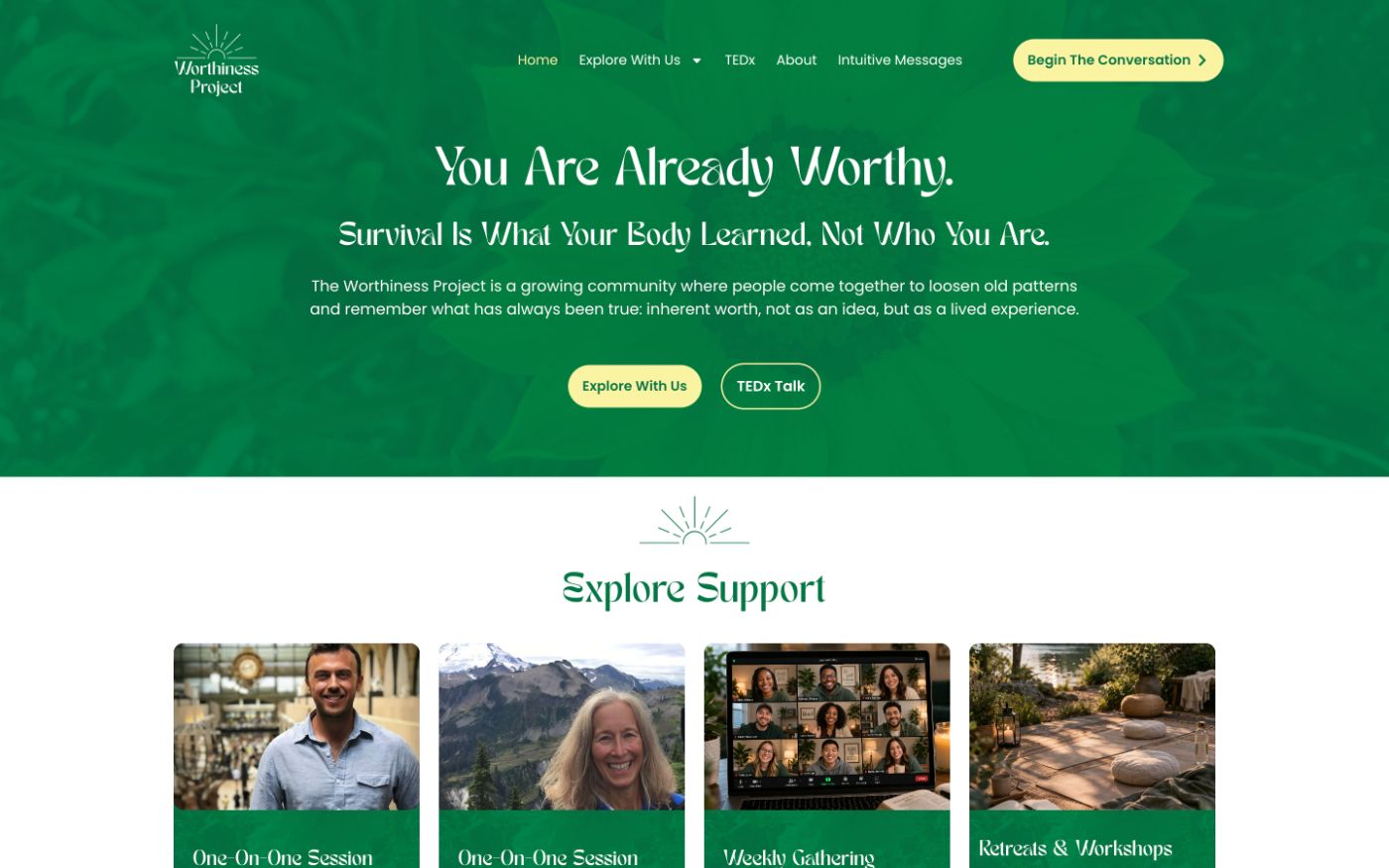 The Worthiness Project website from Soul Reflected’s portfolio